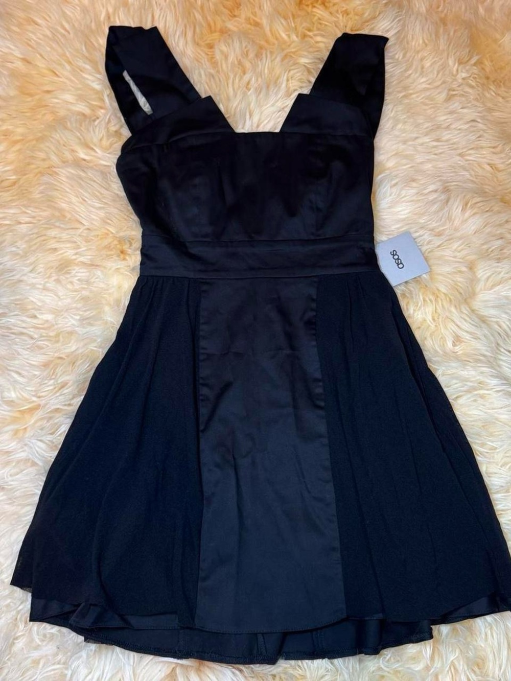ASOS Black Square-Neck Mini Fit & Flare Dress